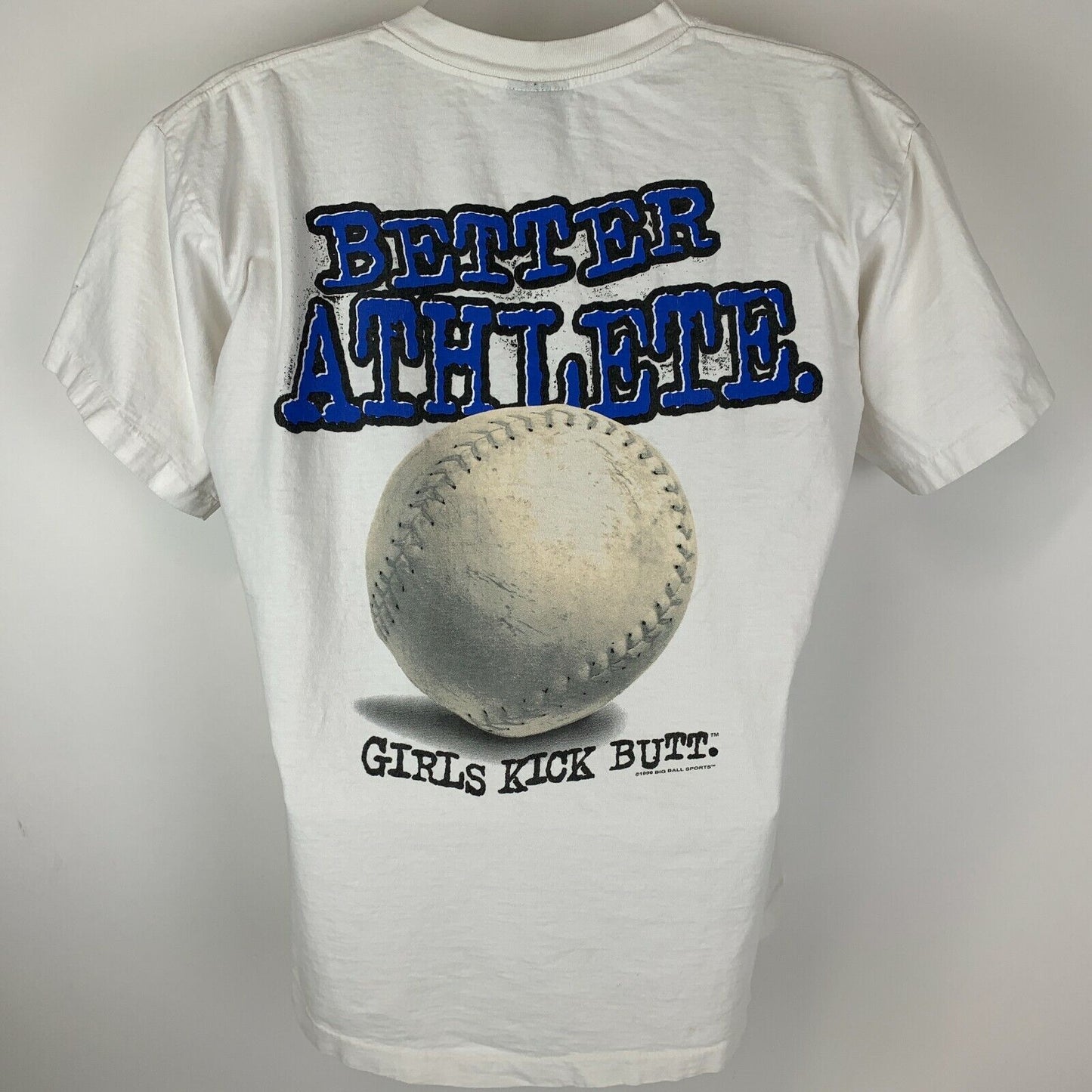 Girls Kick Butt Softball Vintage 90s T Shirt Unisex Large Baseball Womens White