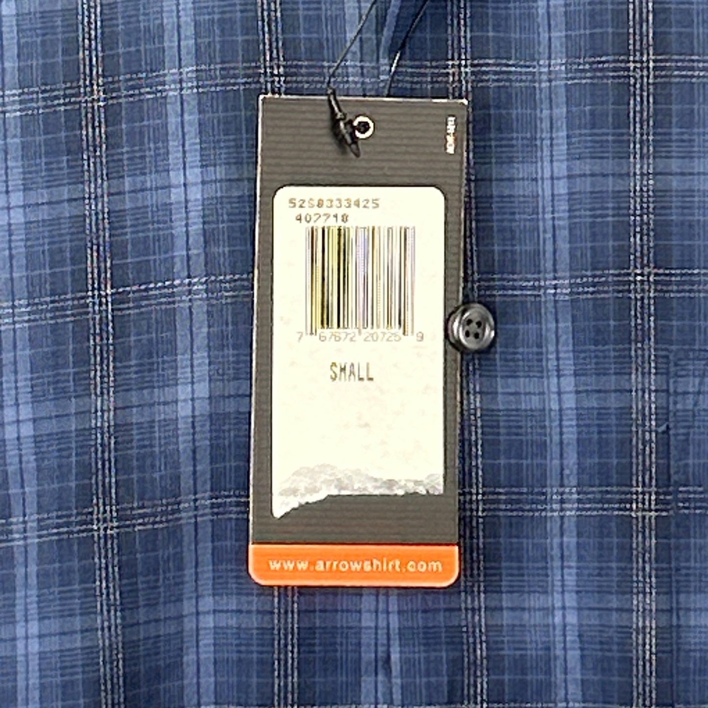 Arrow Wrinkle Free Button Front Shirt Blue Plaid Pocket Short Sleeve S Small - Neon Vintage