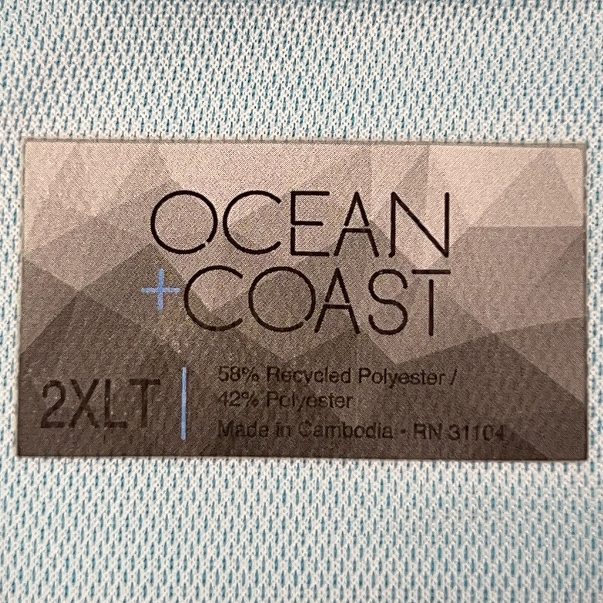 Ocean + Coast 2XLT Tall Polo Shirt Aqua Blue USA Flag Marlin Fishing Golf