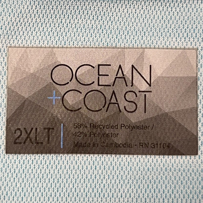 Ocean + Coast 2XLT Tall Polo Shirt Aqua Blue USA Flag Marlin Fishing Golf