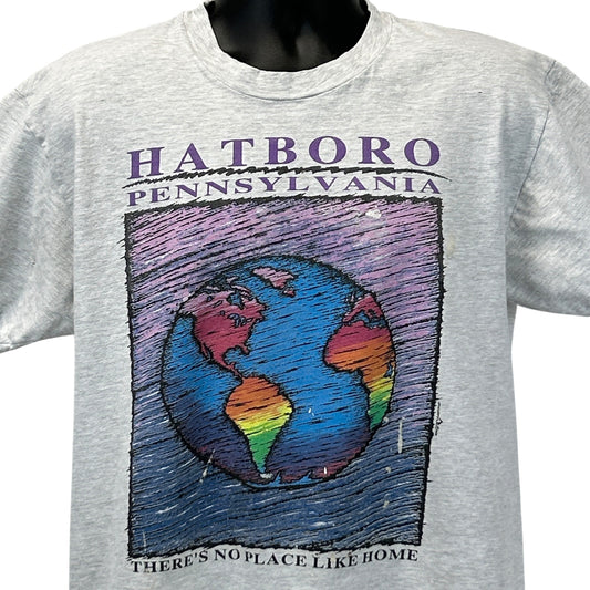 Vintage Hatboro Pennsylvania T Shirt Mens L Large Gray 90s No Place Like Home