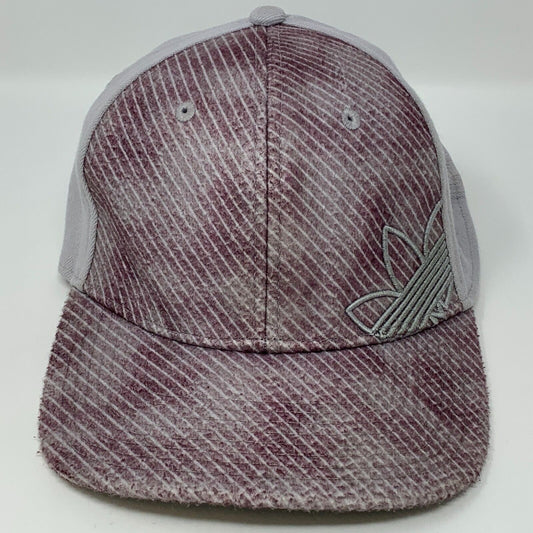 Adidas Trefoil Hat Cap Flex Fitted L Large Gray Red 6 Panel Wool Blend - Neon Vintage