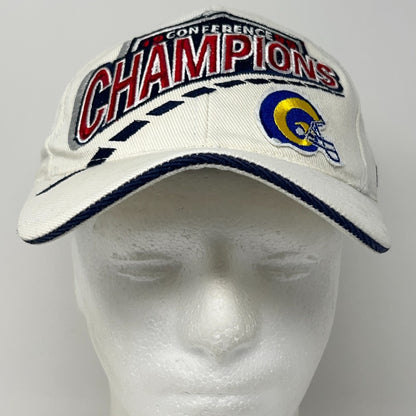 Vintage 1999 St Louis Rams NFC Conference Champions Hat Baseball Cap NFL White