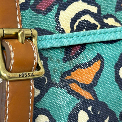 Fossil Key Per Mini Womens Messenger Crossbody Bag Floral Print Blue Purse SL4139