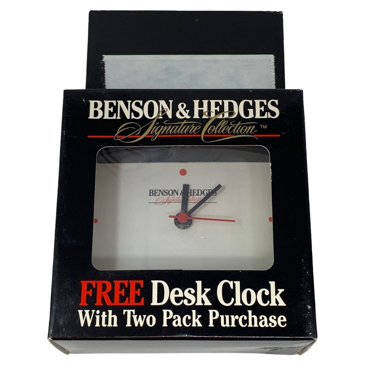 Vintage Benson & Hedges Cigarettes Desk Clock 90s Tobacciana Black New