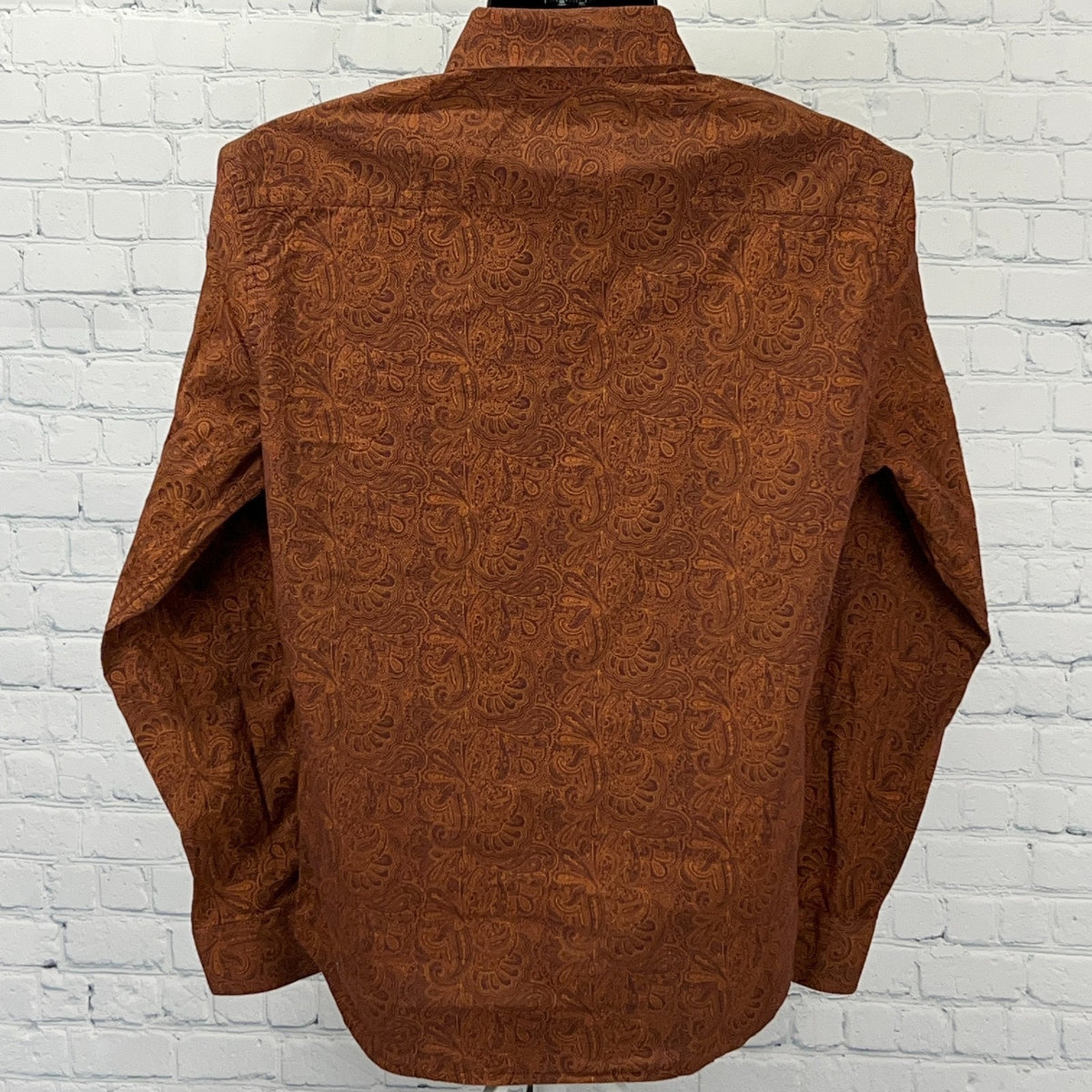 Consequence Shirt Mens M Medium Rust Orange Paisley Stretch Button Front
