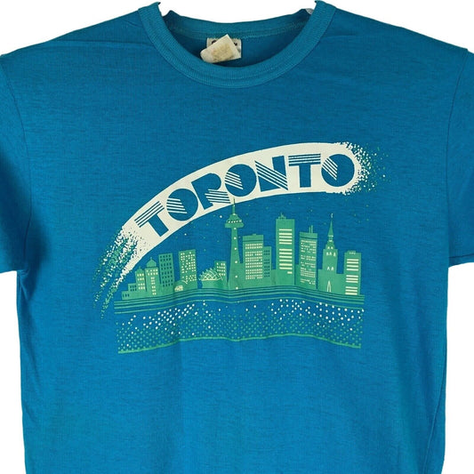 Camiseta vintage con paisaje urbano de Toronto, Canadá, pequeña, años 80, para viajes turísticos, para hombre, color azul