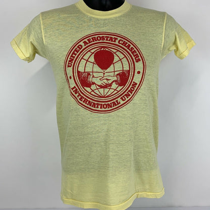 Hot Air Balloon Vintage 70s T Shirt X-Small United Aerostat Chasers Mens Yellow