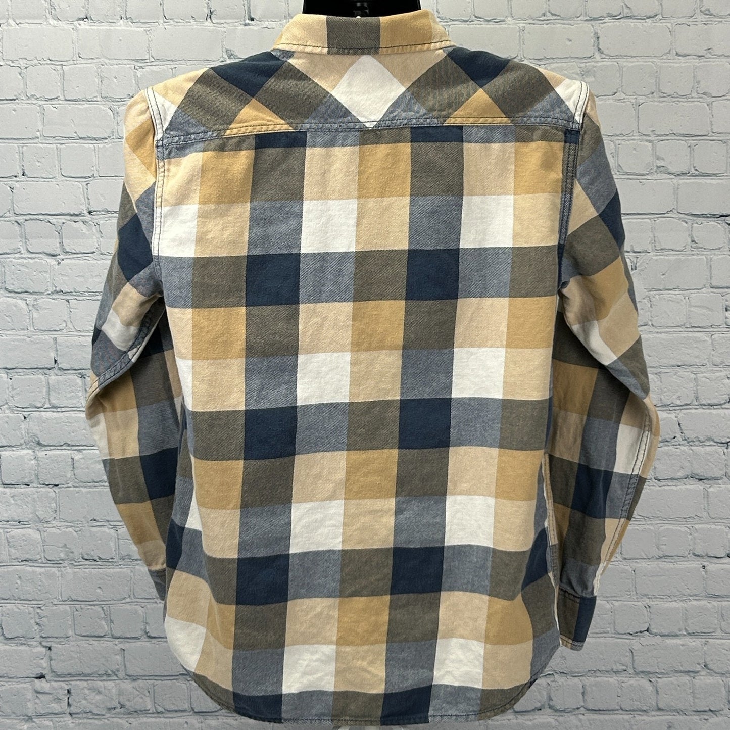Vans Flannel Button Front Shirt Beige Check Plaid Skater Skateboarding L Large - Neon Vintage