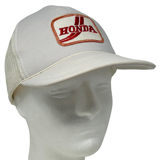 Honda Motor Company Vintage 80s Trucker Hat White Mesh Snapback Baseball Cap