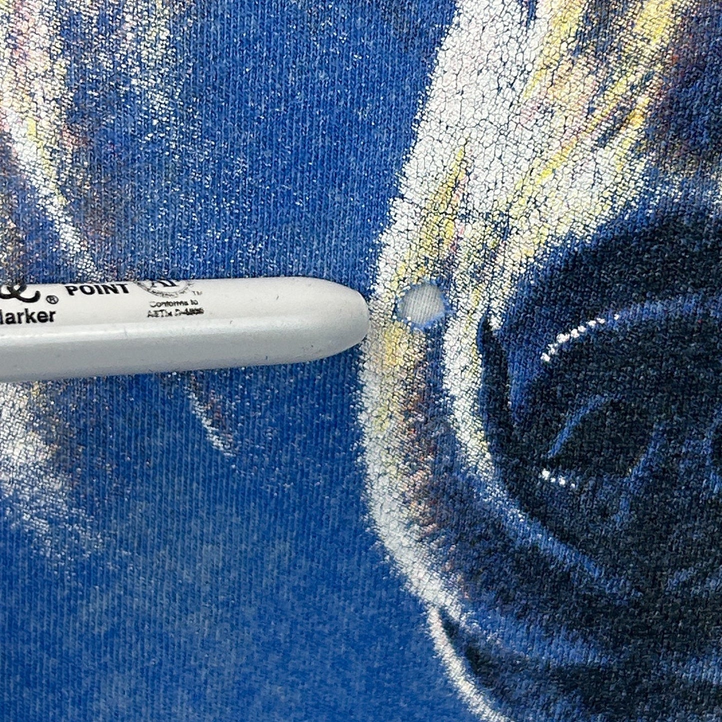 Vintage Y2Ks Polar Bears Alaska T Shirt Bleach Spotted Tie Dye Blue L Large