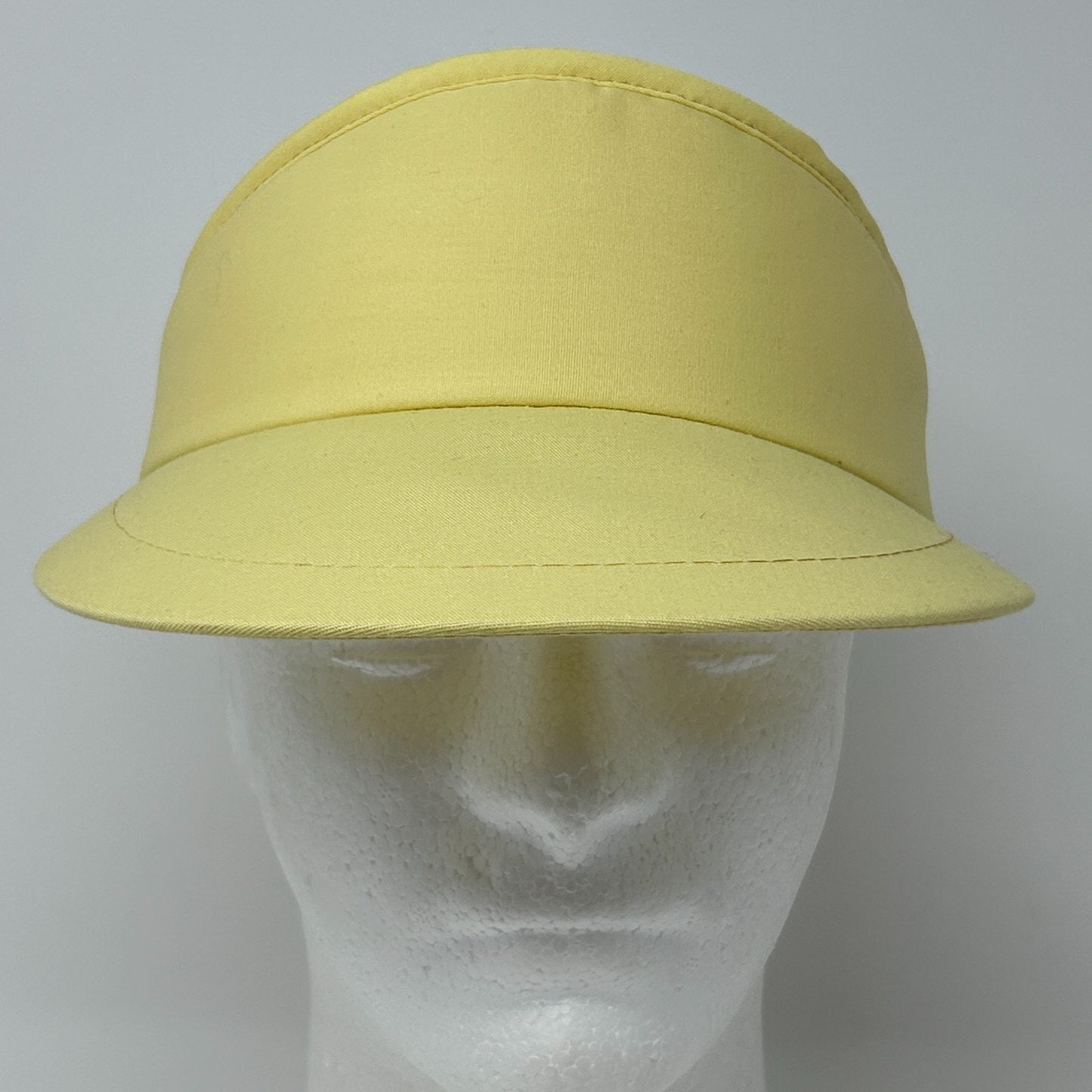 Vintage Blank Solid Visor Hat Cap Yellow 80s Strapback Golf Golfer Golfing