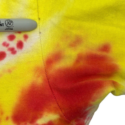 Camiseta africana con efecto tie-dye vintage de los años 80, talla mediana, fabricada en EE. UU., para hombre, color amarillo