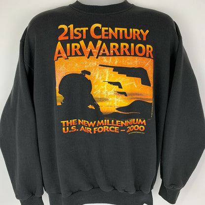 USAF Stealth Bomber Vintage 90s Sweatshirt Large Air Force Crew Neck Mens Black