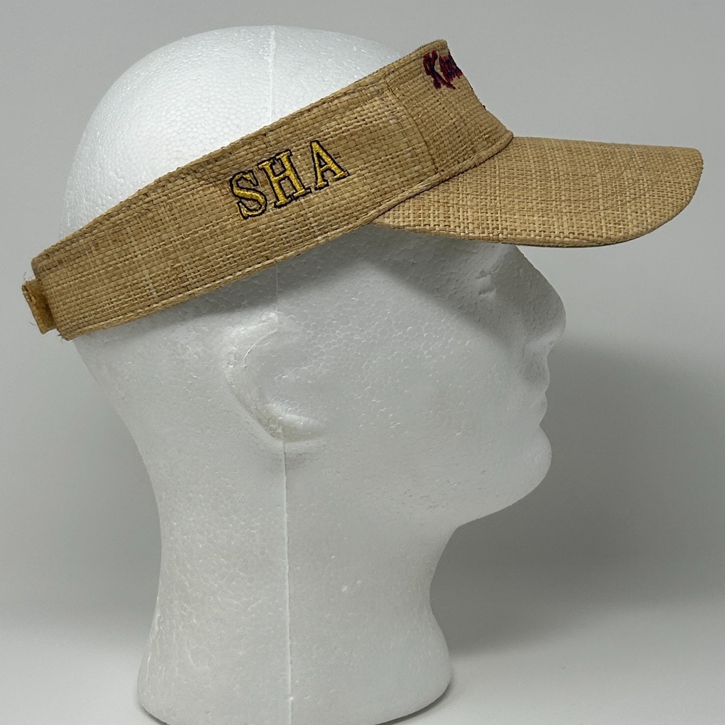 Vintage Y2Ks Kanalui Canoe Club Visor Hat Cap Miami Straw Strapback Beige