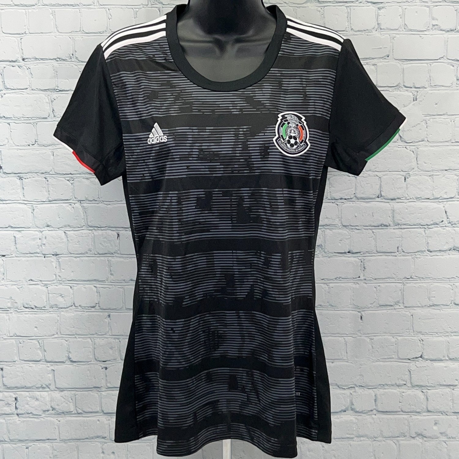 adidas Mexico National Football Team Jersey in black with green and red details, featuring team logo on front