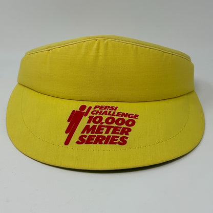 Vintage Pepsi Challenge 10000 Meter Series Visor Hat Cap Yellow 80s Strapback