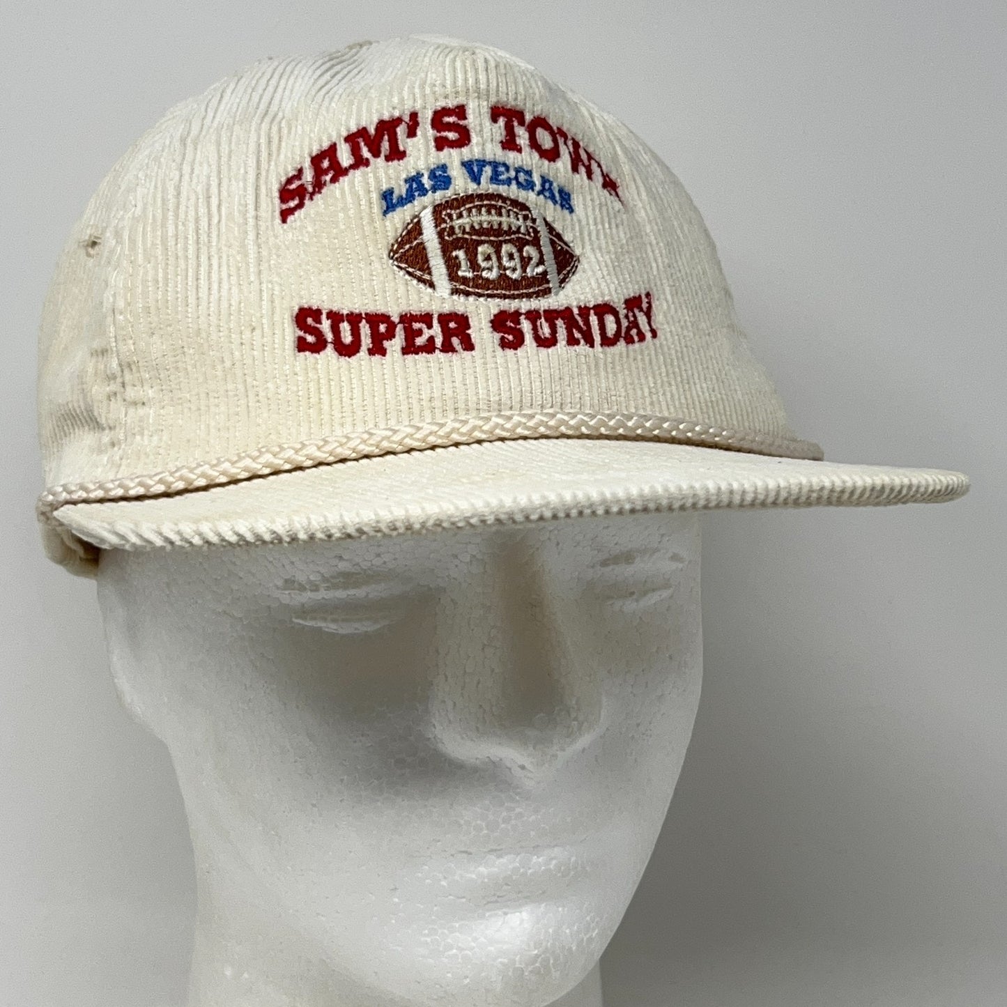 Vintage 90s Sams Town Las Vegas Super Bowl Hat Baseball Cap Commanders White