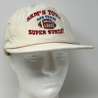 Vintage 90s Sams Town Las Vegas Super Bowl Hat Baseball Cap Commanders White