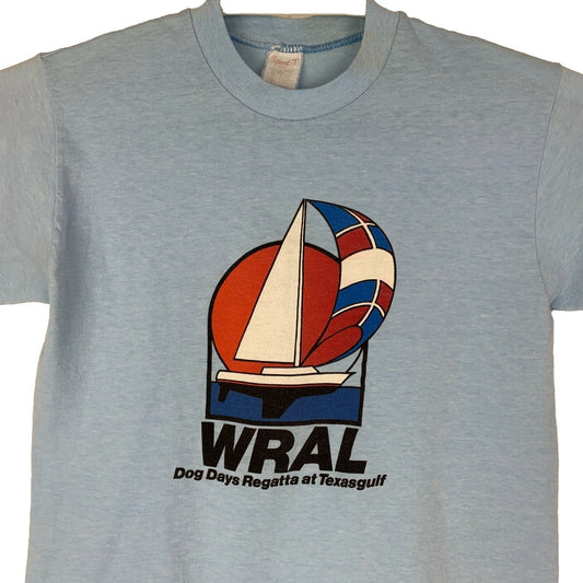 WRAL Dog Days Regatta Texasgulf Vintage 80s T Shirt Sailing Boat USA Made Small