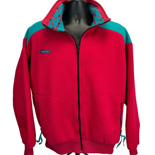 Chaqueta polar Columbia Vintage 90s Colorblock grande Fabricada en EE. UU. Para hombre Rosa Verde