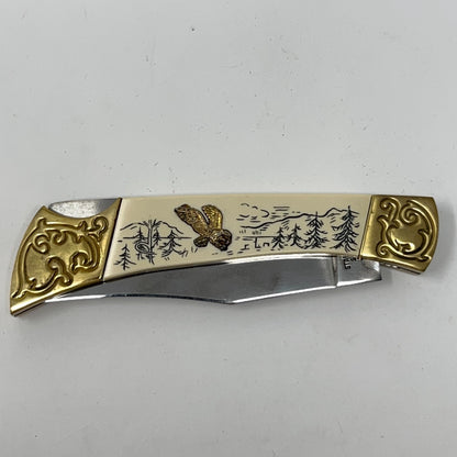 Vintage Bald Eagle Pocket Folding Knife American International Mint Japan