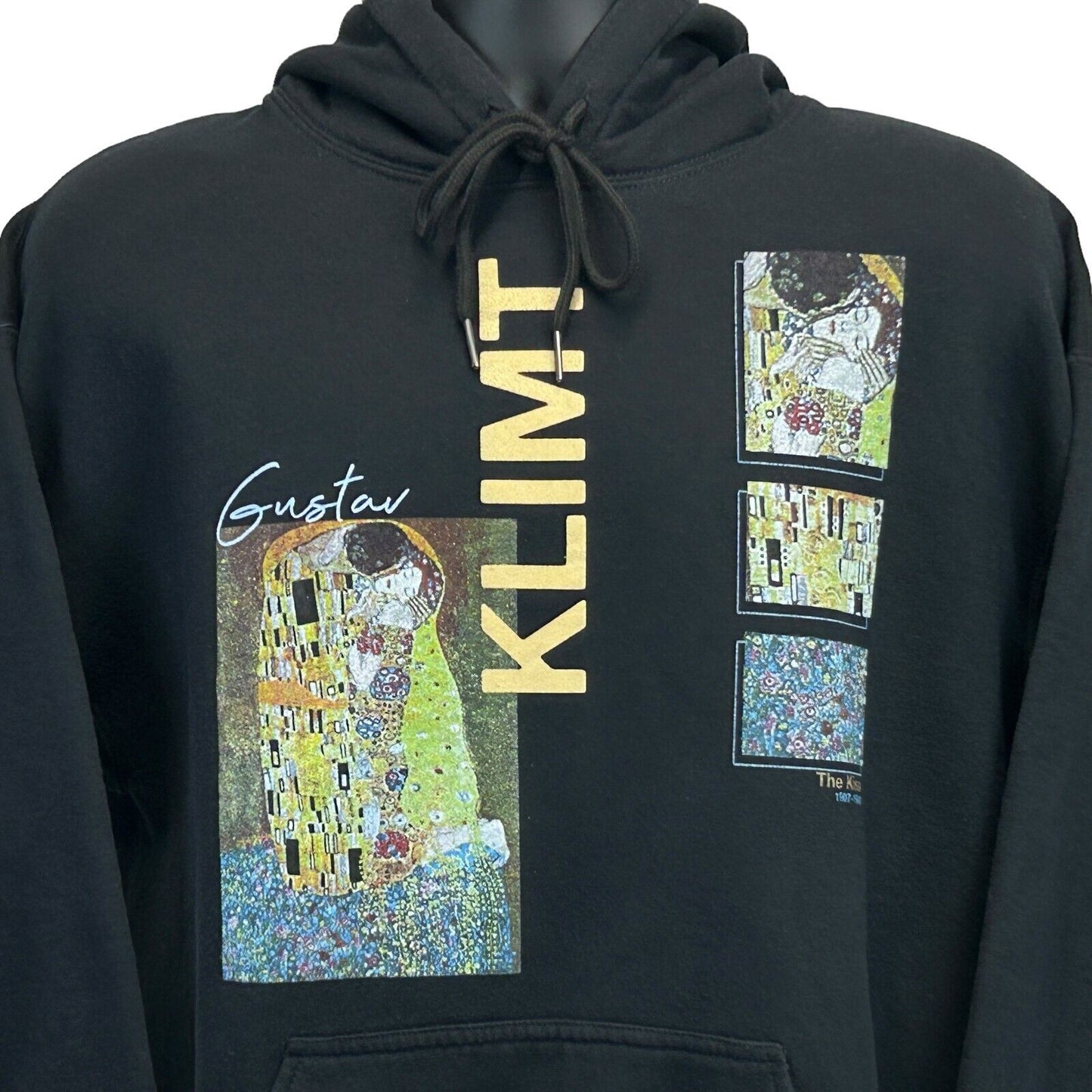 Sudadera con capucha con pintura artística de Gustav Klimt El beso para hombre, color negro