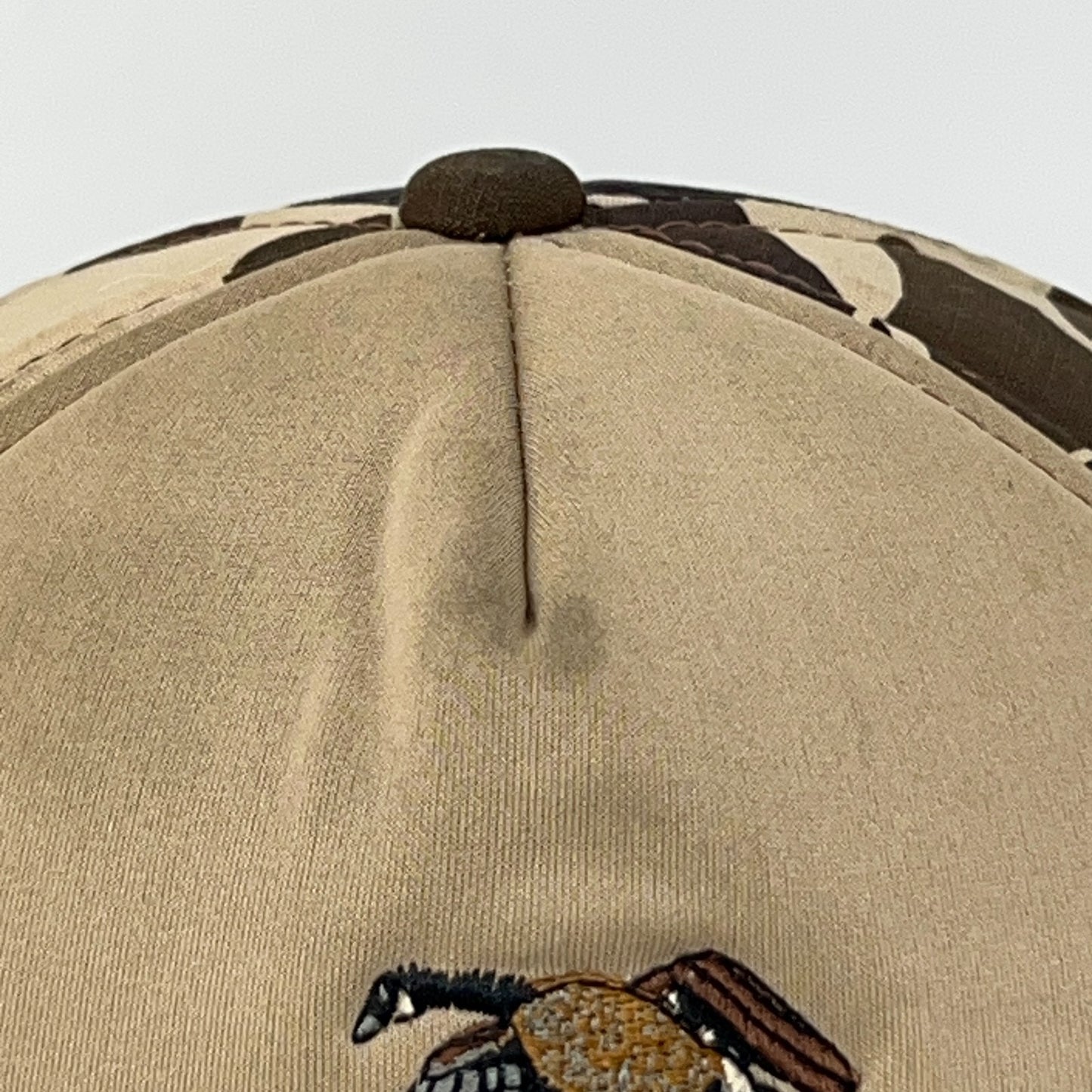 Vintage 80s Duck Bay Hunting Hat Baseball Cap Hunter Beige Camouflage Snapback
