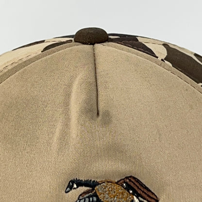 Vintage 80s Duck Bay Hunting Hat Baseball Cap Hunter Beige Camouflage Snapback
