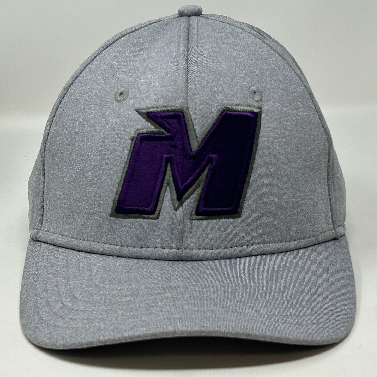 Purple Letter M Hat Light Gray Six Panel Snapback Baseball Cap