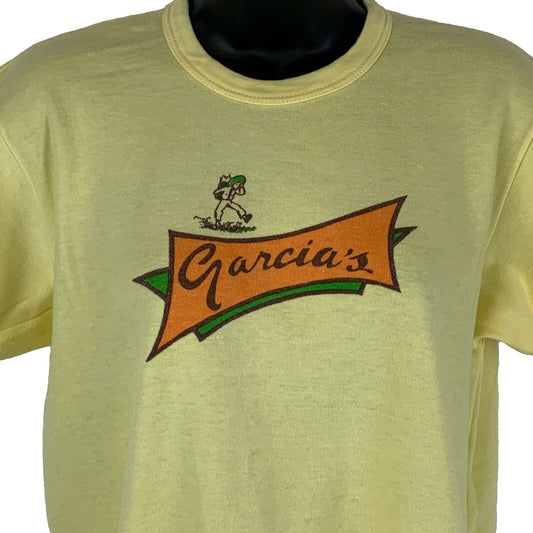 Garcias Womens Vintage 80s T Shirt Large Mexican Mexico Graphic Tee Yellow