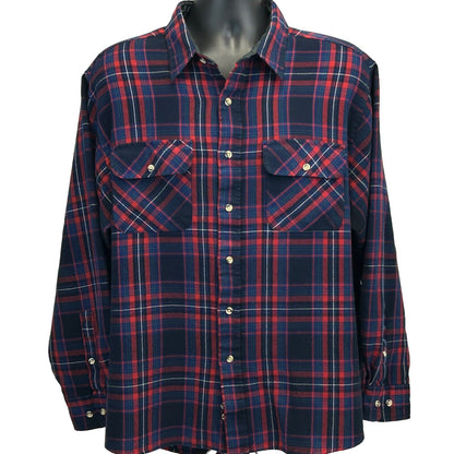 Vintage Plaid Flannel Button Front Shirt XXL Sears The Mens Store Mens Red Black