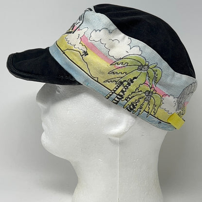 Vintage 80s Men at Work Cargo Painters Hat Baseball Cap Size S-M Black Rock Band