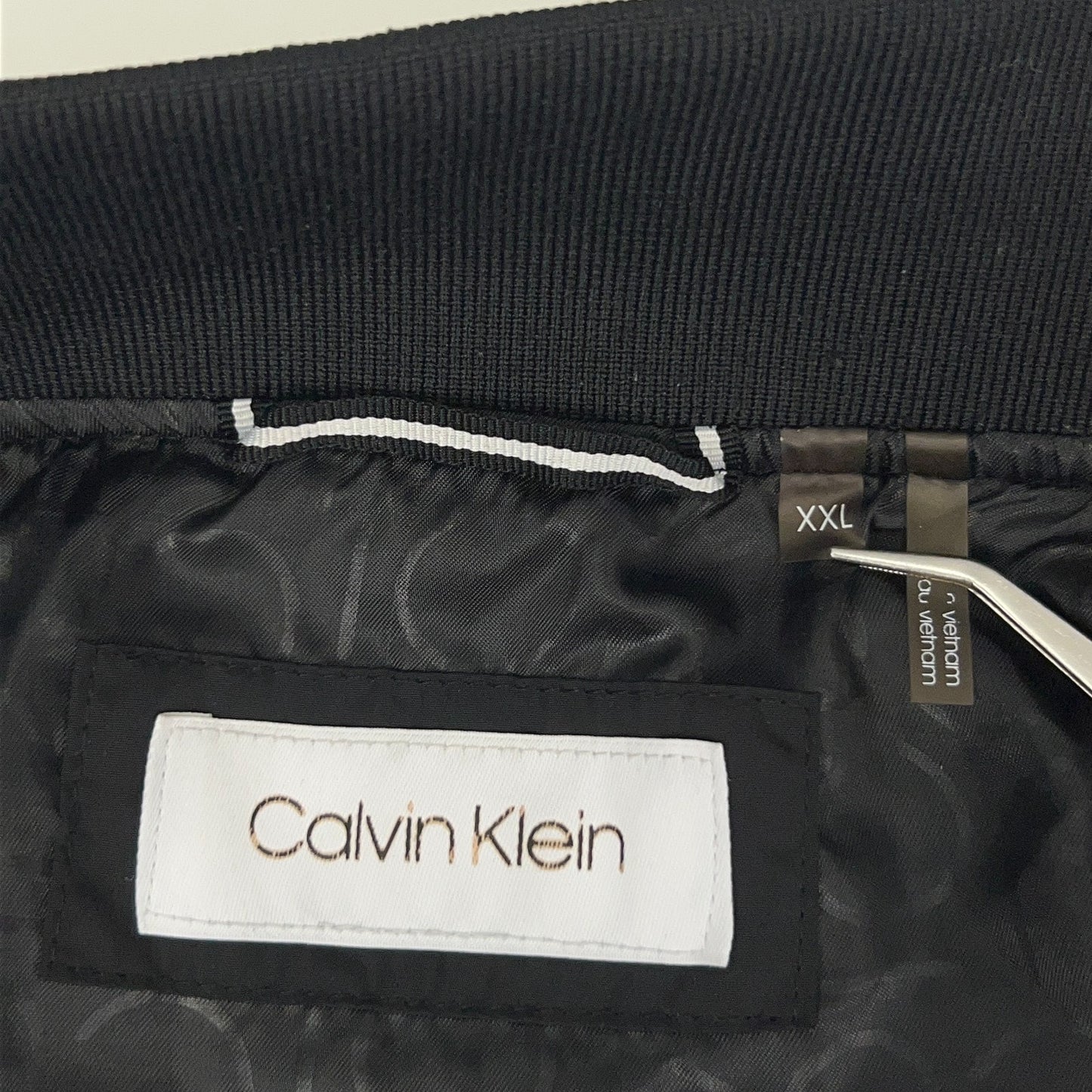 Calvin Klein Flight Jacket XXL 2XL Black Quilted Polyester Zip Pocket Bomber