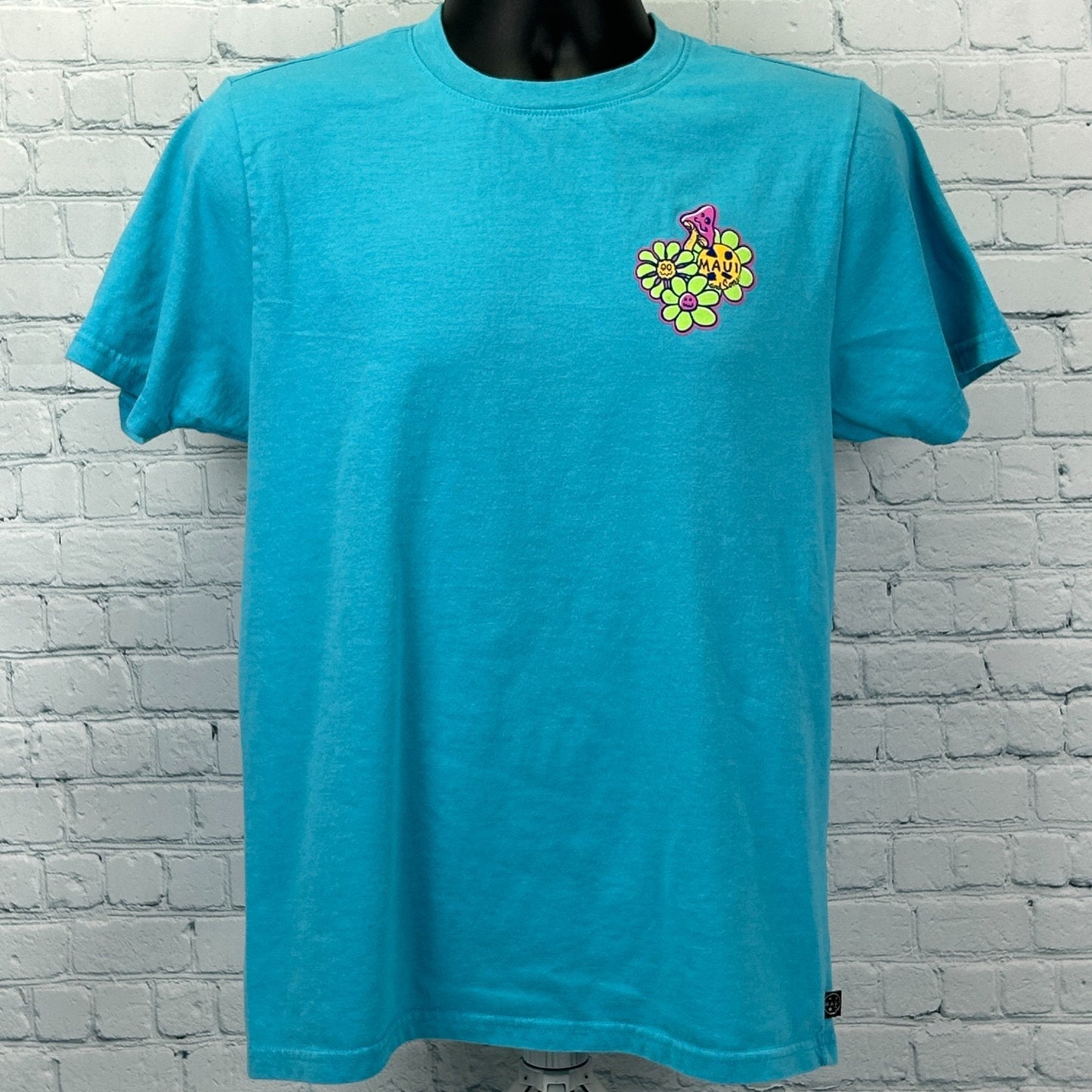 Maui and Sons Surf Daze Best Days T Shirt Mushrooms Surfer Surfing Blue M Medium