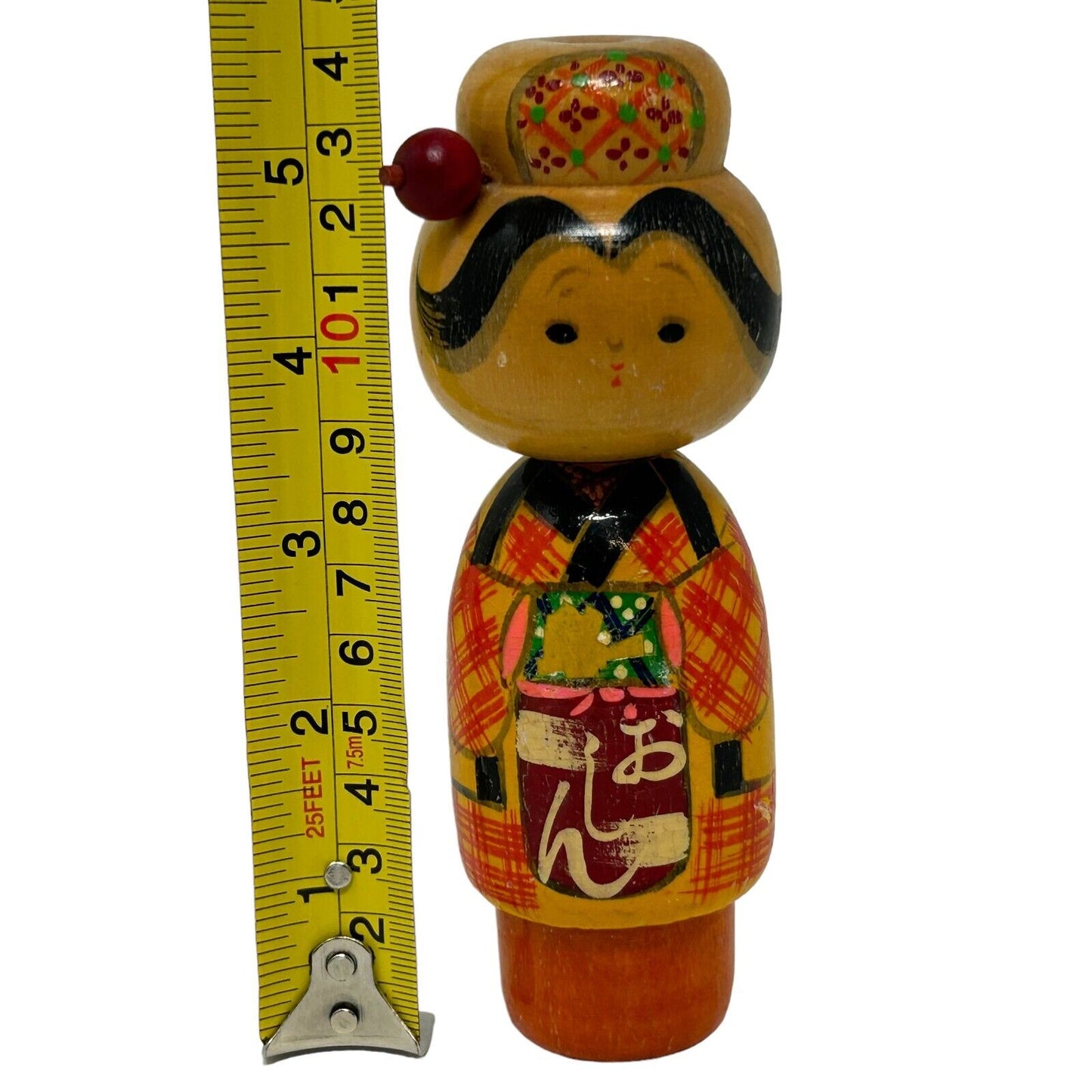 Vintage Japanese Wooden Kokeshi Doll Handmade Folk Art Stamped