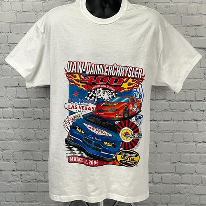 Vintage Y2Ks 2006 NASCAR Las Vegas UAW DaimlerChrysler 400 T Shirt White L Large