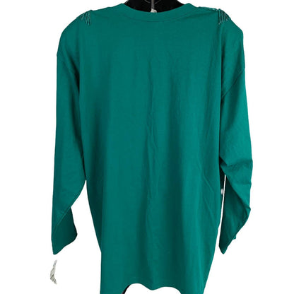 Cesucci 复古 90 年代衬衫绿色长袖 V 领装饰珠子美国 2X 全新