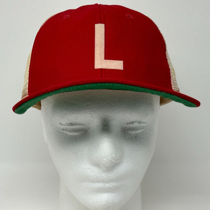 复古 80 年代字母 L 卡车司机帽棒球帽红色 New Era Snapback 六片式美国