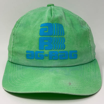 K-Products AG-Bag Cap in Bright Green with Bold Blue Logo and Adjustable Strap