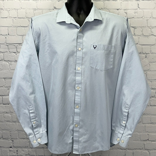 Allen Solly Light Blue Long Sleeve Shirt with Pocket and Logo on Front, Size Large
