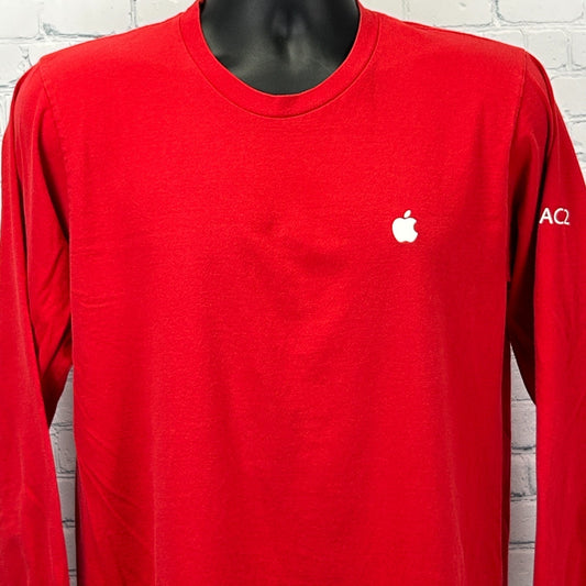 Red American Apparel Apple T Shirt with front logo, long sleeves in size large