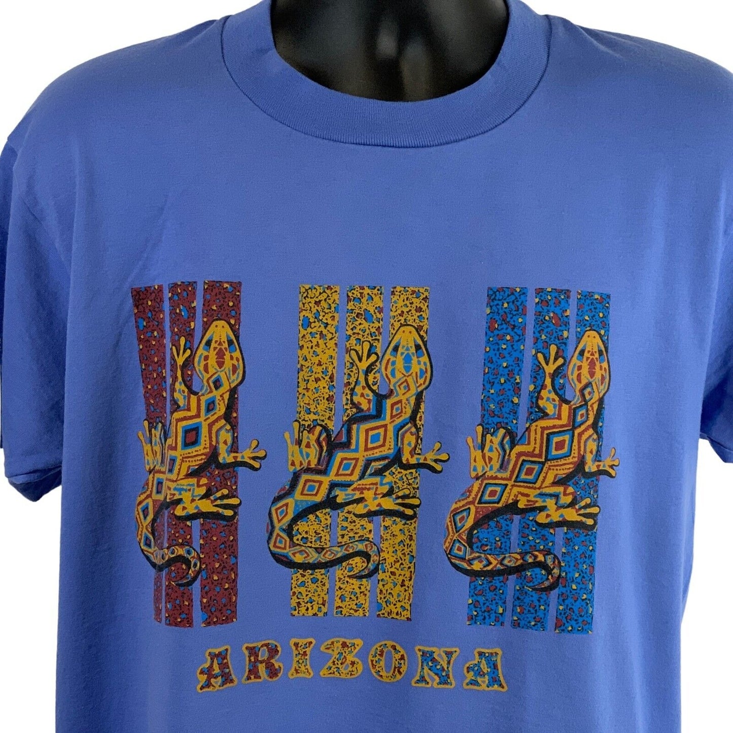 Fruit of the Loom Arizona T-Shirt in blue with colorful lizard graphic on the front