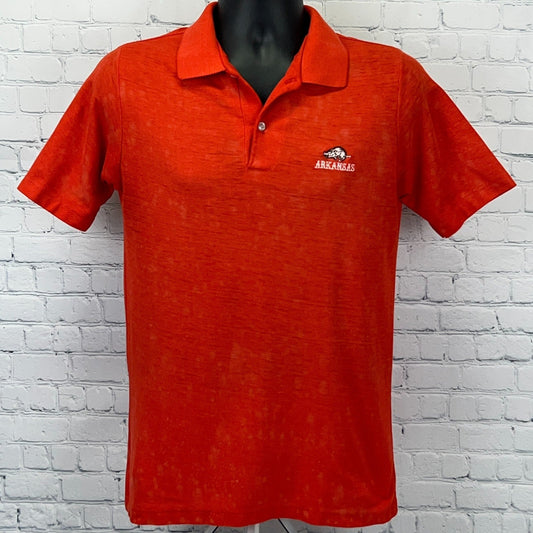 Arkansas Razorbacks vintage red polo shirt with short sleeves and embroidered logo
