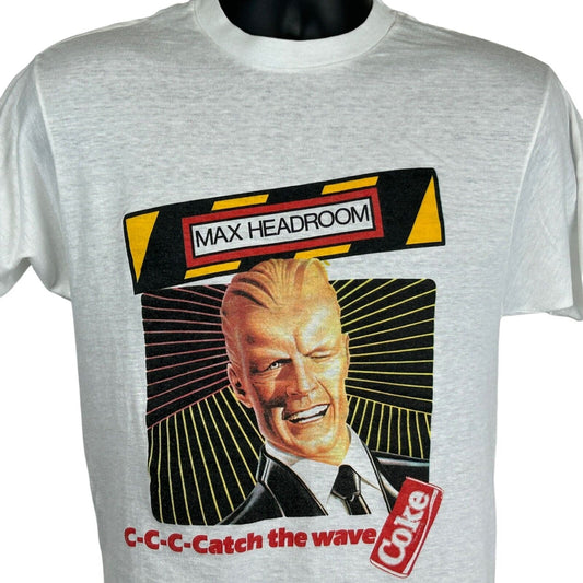 Vintage Max Headroom Coke T Shirt Mens Small Coca Cola Soda 80s USA Made White