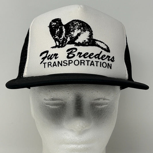 Vintage Fur Breeders Transportation Trucker Hat Baseball Cap Mink Snapback Black