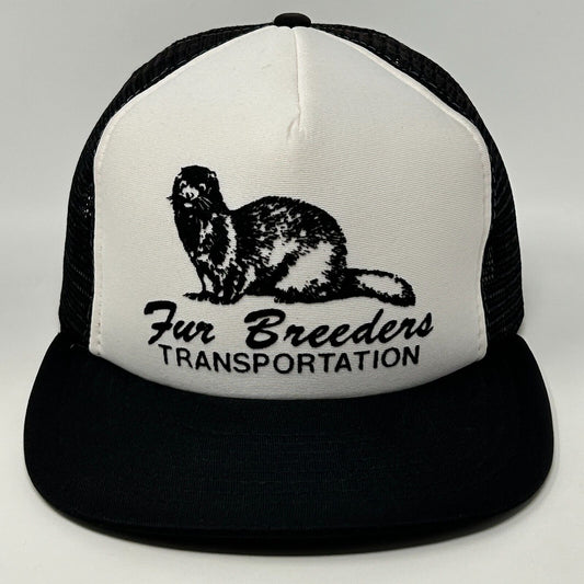 Vintage Fur Breeders Transportation Trucker Hat Baseball Cap Mink Snapback Black
