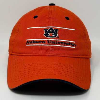 Front view of an orange Auburn University Hat featuring the logo and text design