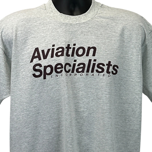 Vintage 90s Aviation Specialists Incorporated T Shirt Mens XL X-Large Gray USA - Neon Vintage