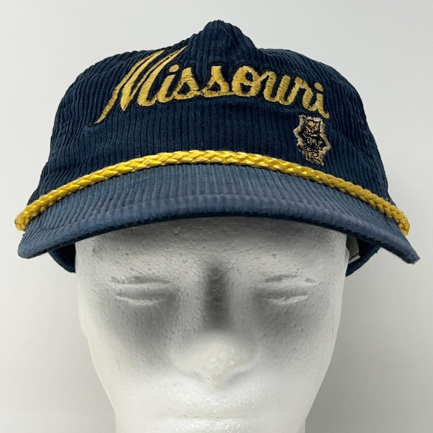 Vintage 90s Missouri Tigers Hat Baseball Cap University Corduroy Snapback Blue
